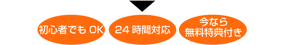 初心者でもOK　24時間対応　今なら無料特典付き