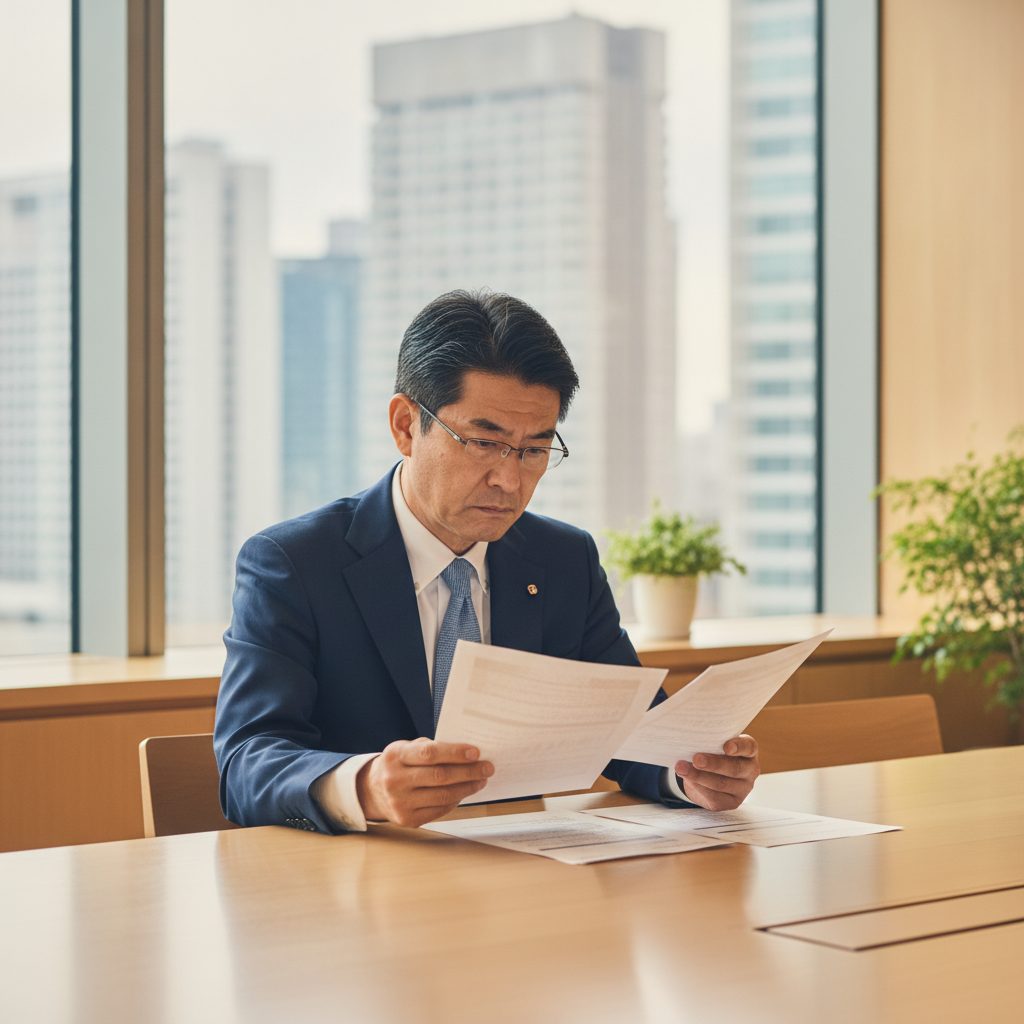 他社の見積書を前に、発注してよいか考えている経営者